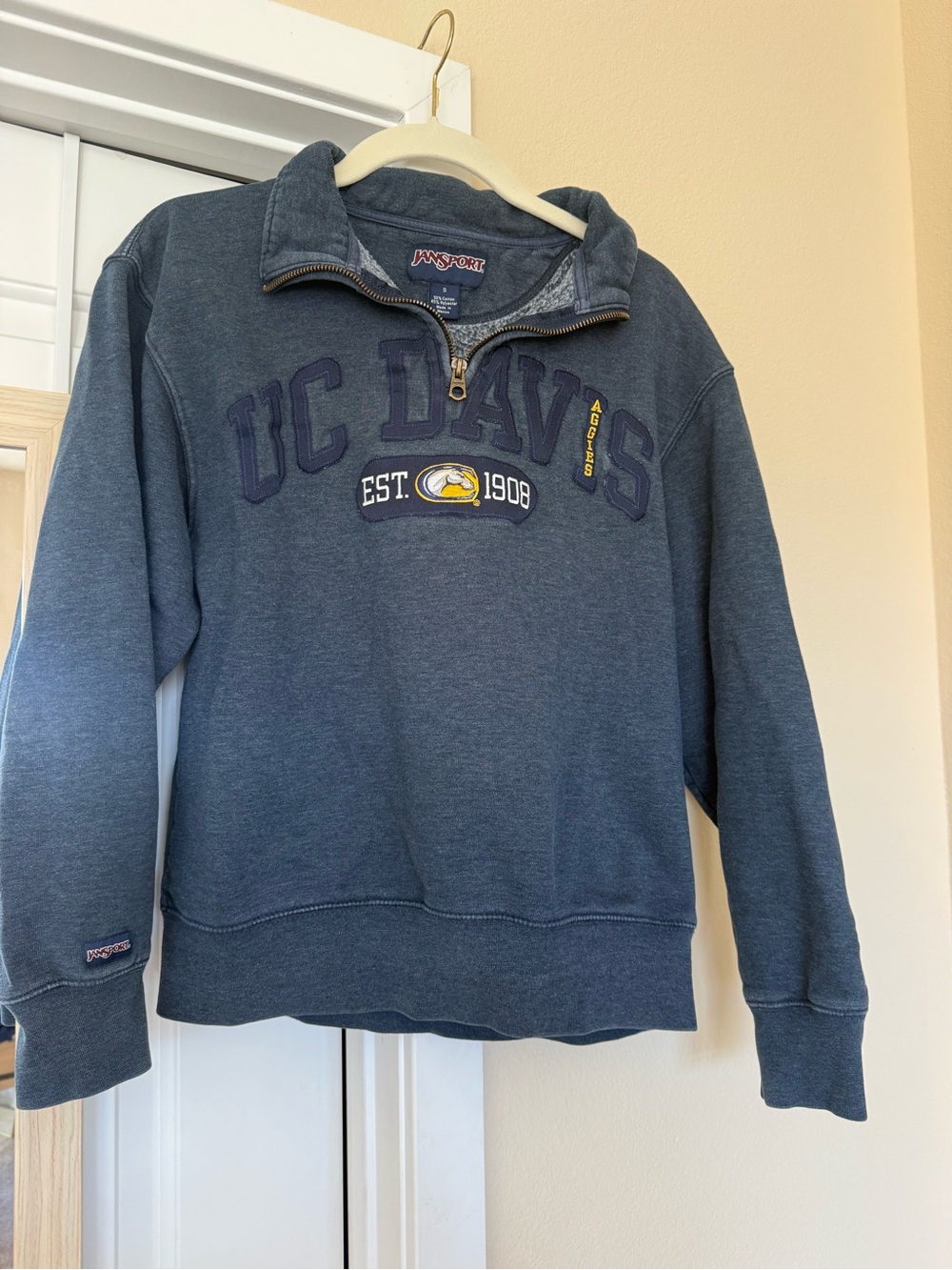 Jansport Navy UC Davis Quarter-Zip Sweatshirt with Gold Accent